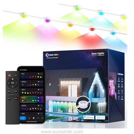 Интелигентни външни светлини LPHIANX, 30 м, 80 LED, RGB смарт