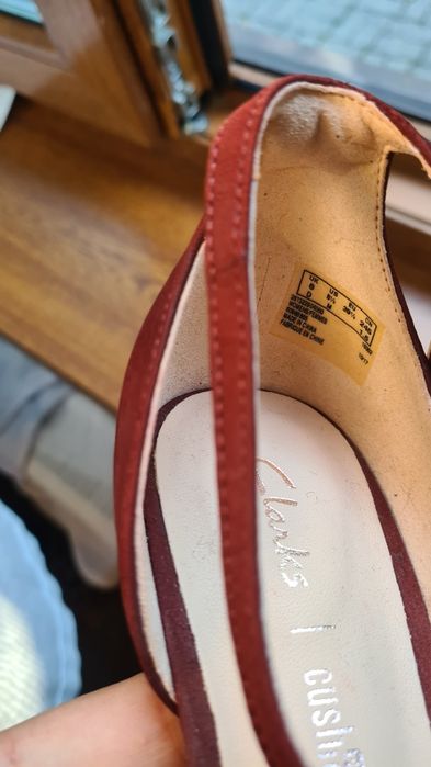 Pantofi Clarks toc 39 rosii caramiziu piele naturala