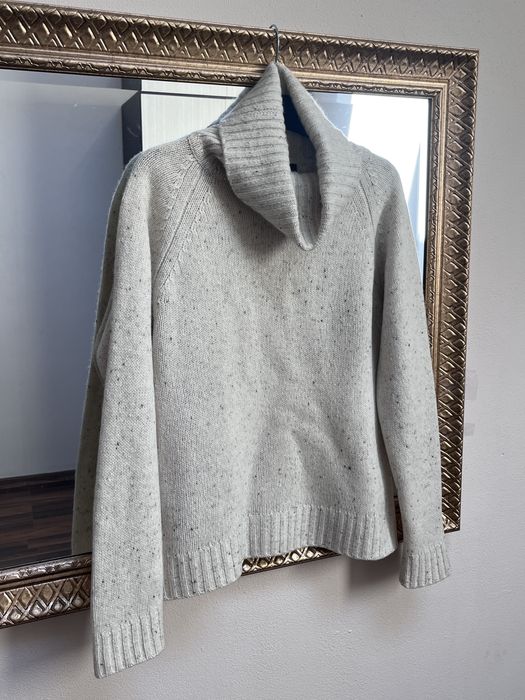 Pure Cashmere, pulover premium, 100% cașmir, tricot gros, gât înalt, crem