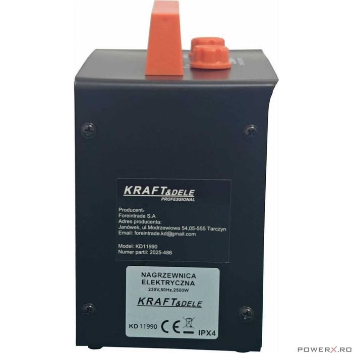 Incalzitor electric cu termostat, 3 trepte, 2500 W, Kraft