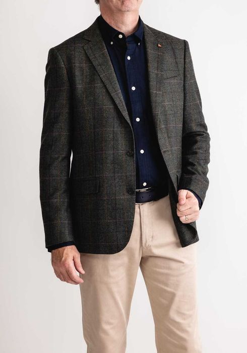 Sacou blazer 52 XL premium Castellani lana Tweed alpaca moale gri