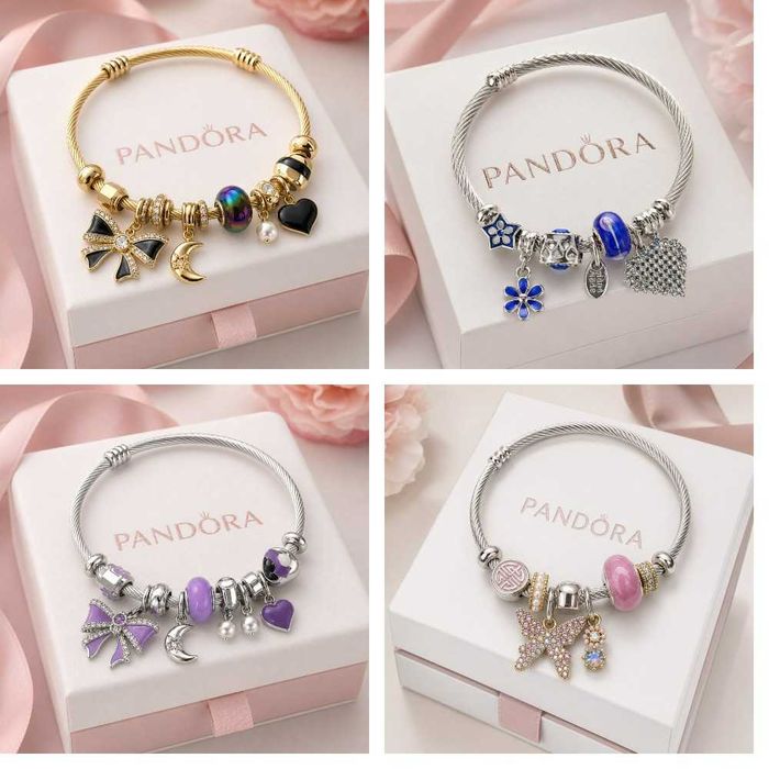 Гривни Pandora Pink Angel Key, Butterfly Gold, Blue Handmade,  Black Moon Gold, Purple Moon
