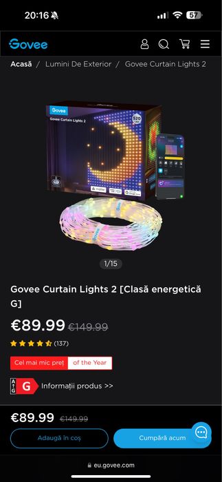 Govee kit lumini de craciun - lumini exterioare permanente si perdea