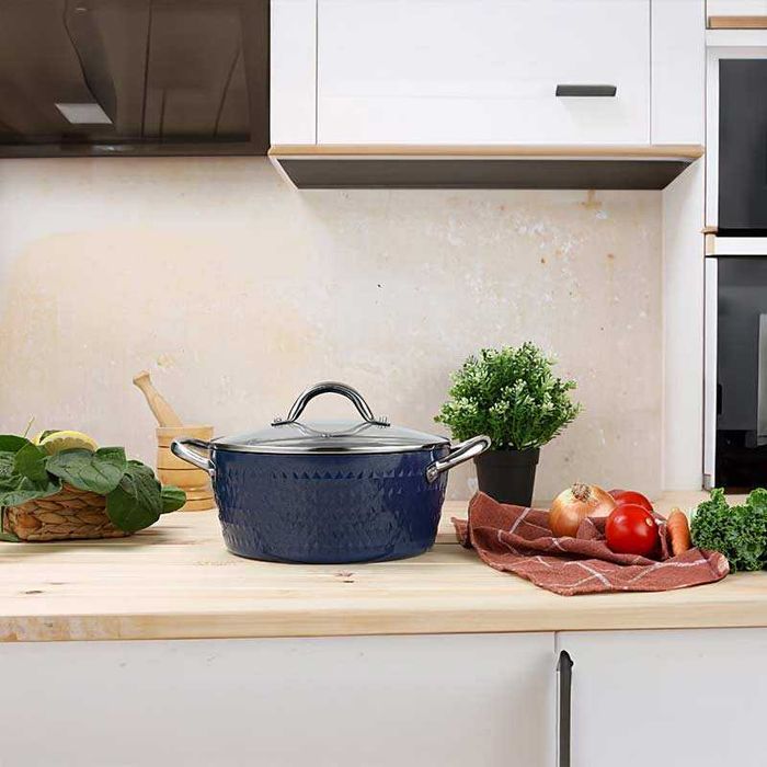 Керамична тенджера с капак и с диамантено покритие, 24 см, индукция