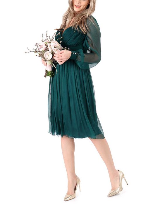 Rochie verde Yokko din matase naturala, marime 40