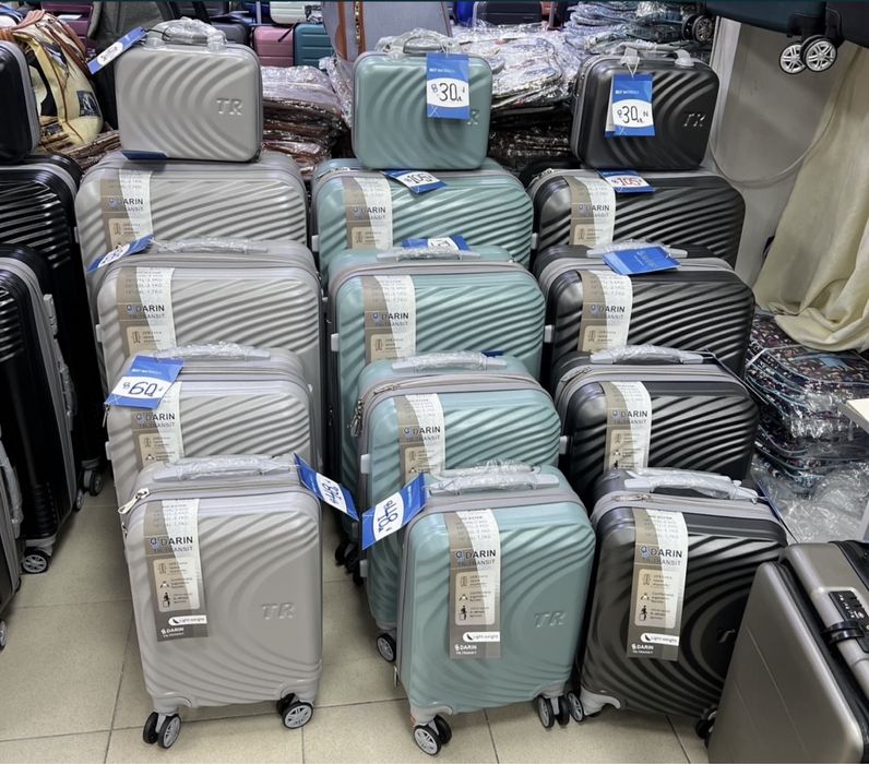 пътнически куфар+разширител 5см 5бр ABS удароустойчив 4 колела 360°