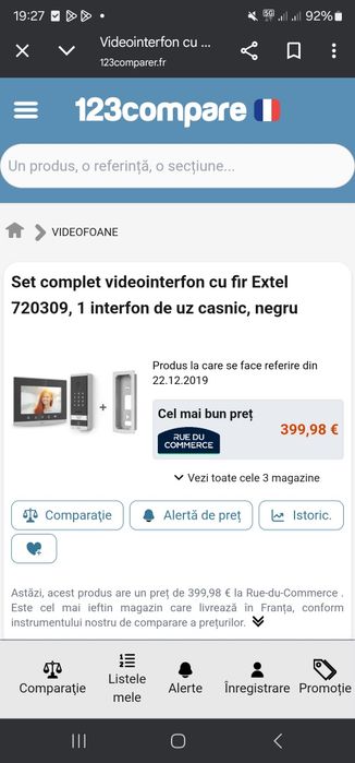 Set complet videointerfon cu fir Extel 720309, 1 interfon de uz casnic