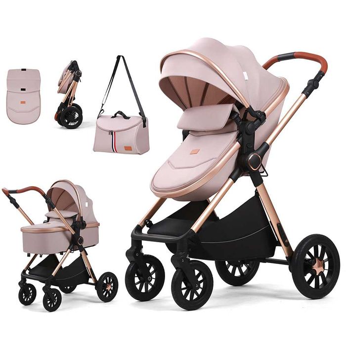 Cărucior pliabil 3 în 1 în stil european, cărucior pentru bebeluși