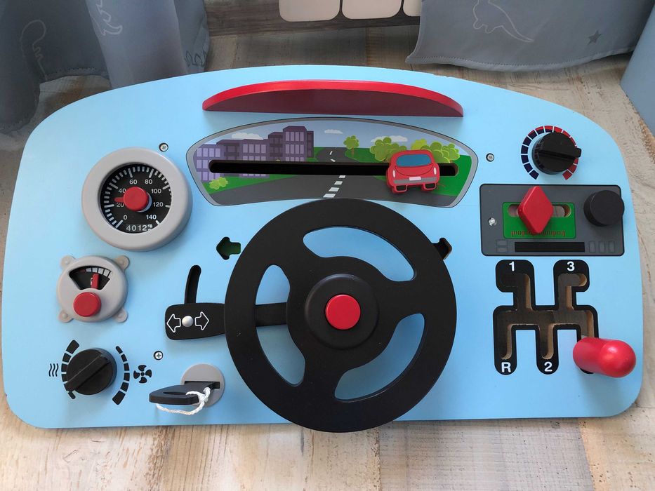 Дървен детски волан - симулатор кола - монтесори