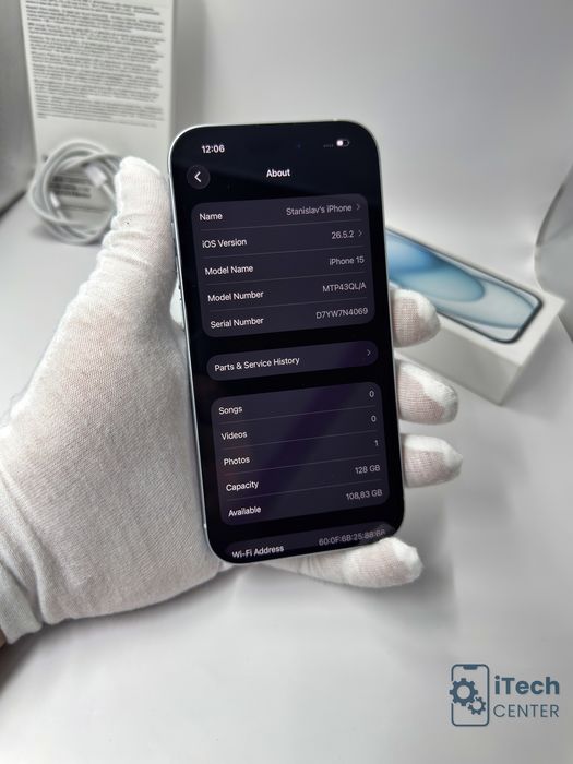 iPhone 15, 128GB, Blue, 100% батерия, КАТО НОВ, 2г. ГАРАНЦИЯ!