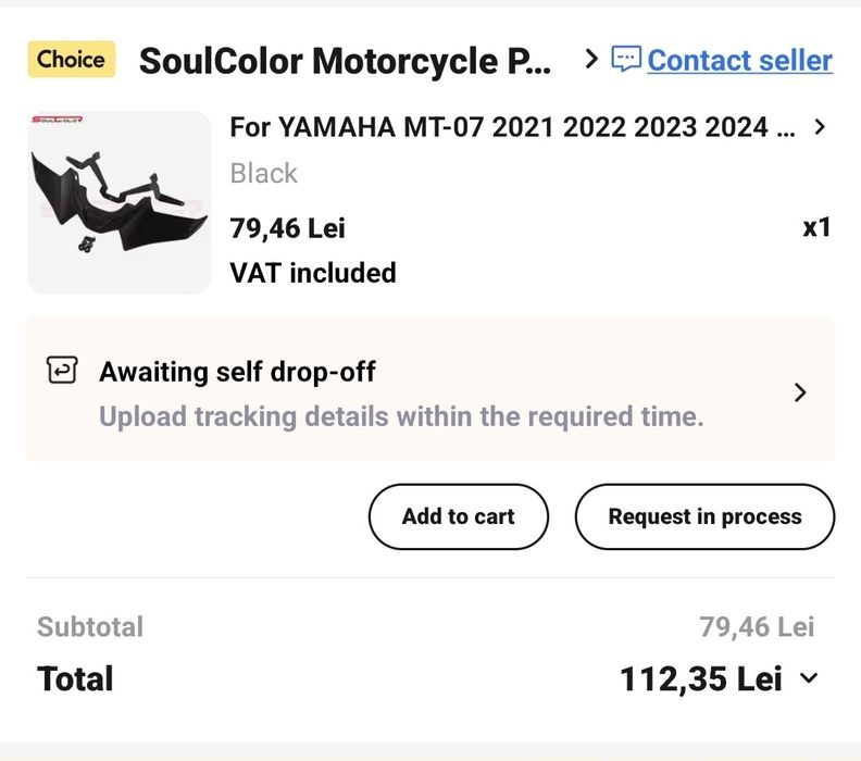 Aripioara/spoiler/musteata Yamaha MT 07 2021-2024