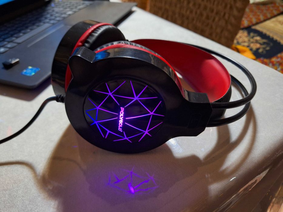 Наушники для компютера с микрафоном новый проводной с подсветкой