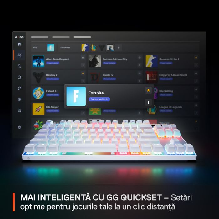Tastatura gaming SteelSeries Apex Pro TKL, alba, OmniPoint 3.0, Rapid Trigger