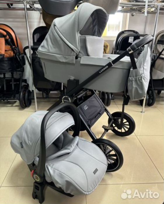 Коляска 3 в 1 luxmom серая