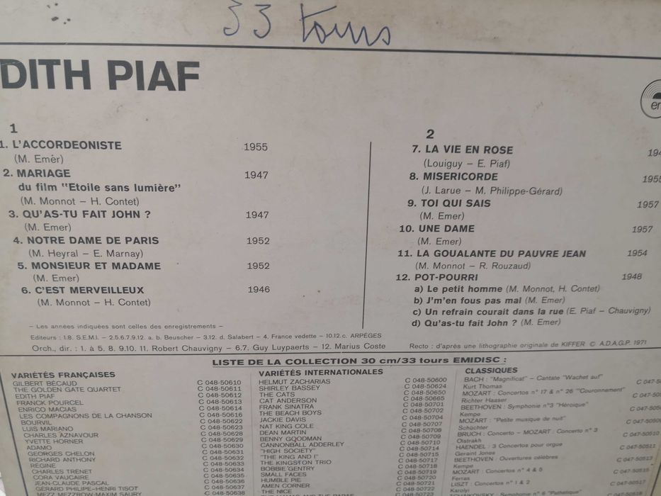 Edith Piaf грамофонна плоча