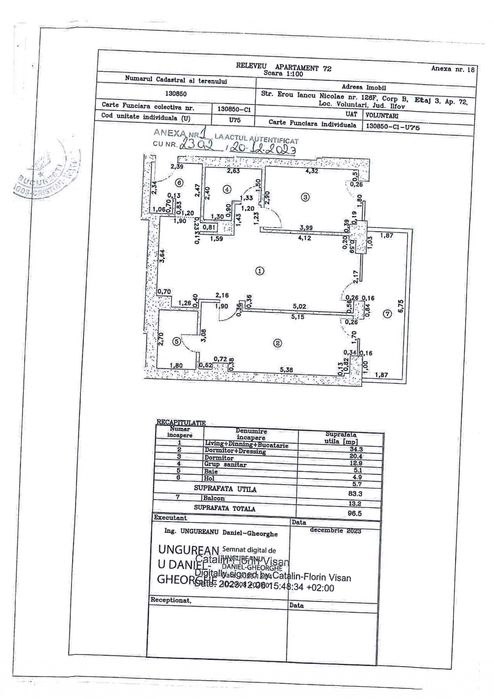 Ap 3 camere 1 loc parcare, prima inchiriere, Cortina 126 Iancu Nicolae