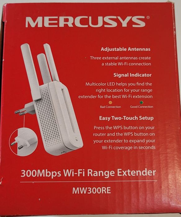 Amplificator nou Wi-Fi Mercusys MW300RE, 300 Mbit/s, 2.4 GHz, 3 antene externe