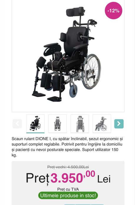 Scaun bolnav cu reglaje