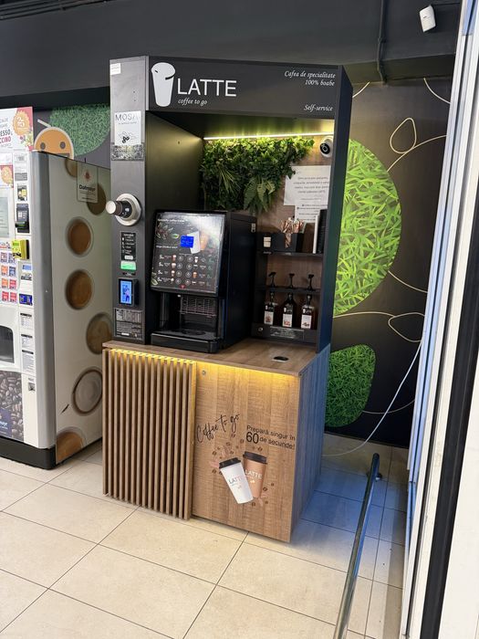Aparat Cafea Vending Latte cu sisteme de plata Televend Cloud si myPOS Afacere la cheie