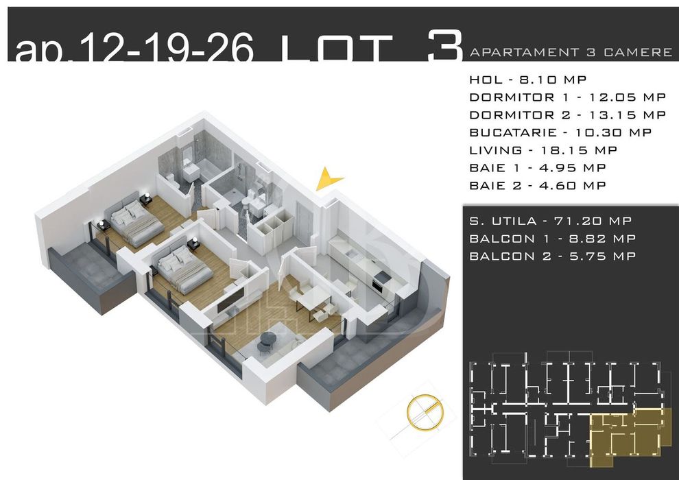 Parcare Gratuita-Theodor Pallady-3 camere-Decomandat