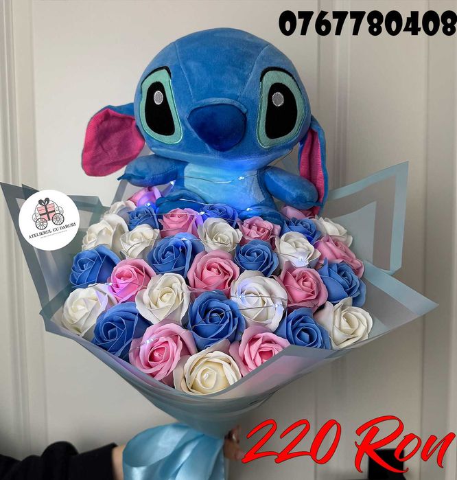 Buchet Stitch Roz Mare trandafiri sapun