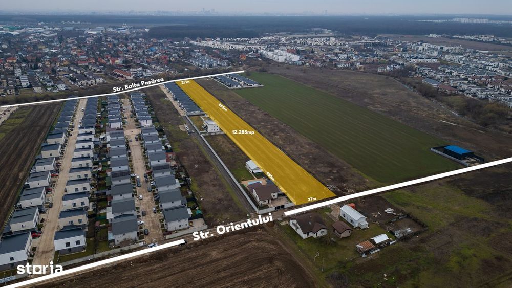 Teren intravilan, 12.200 mp, toate utilitățile, zonă de case, Tunari