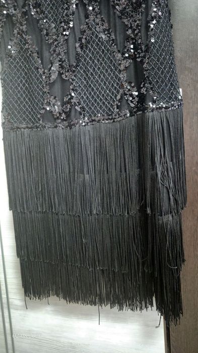Rochie neagra cu franjuri nr 46
