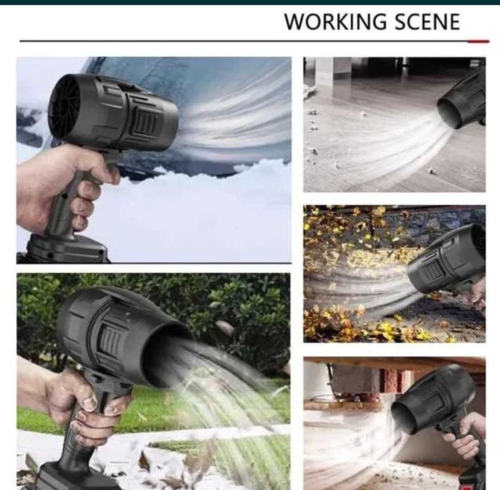 Акумулаторен турбо пистолет мощна духалка за листа,автомивка сняг