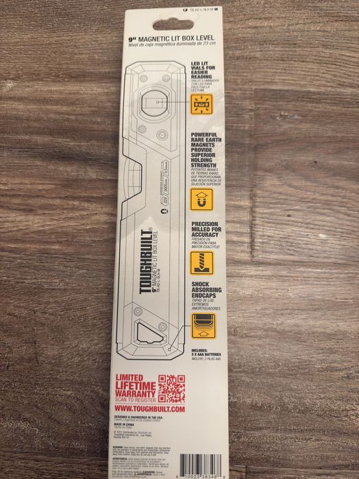 Уровень tough built 9 in magnetic lit box level