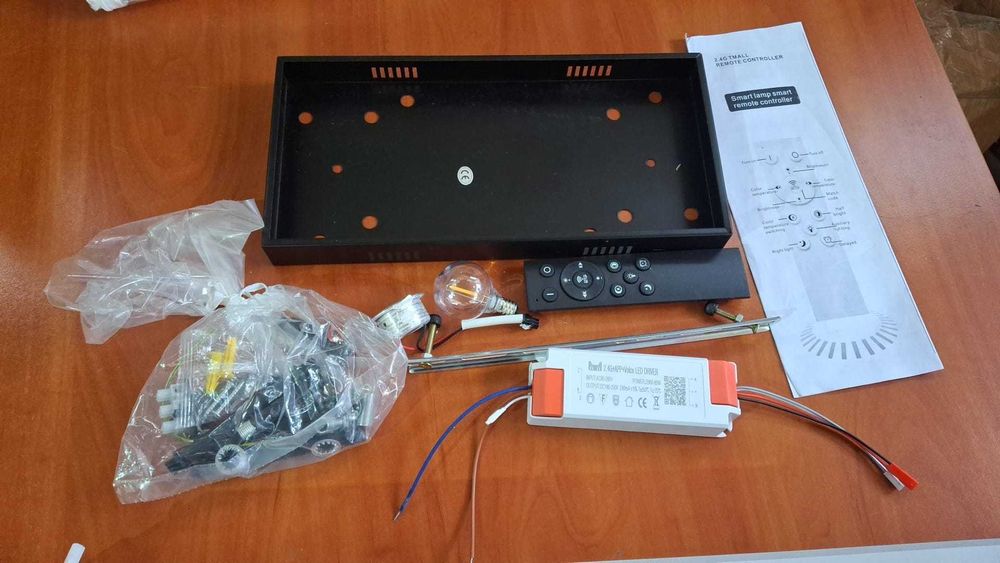 Plafoniera LED moderna, 90 x 50 cm, dimabila, cu telecomanda, neagra
