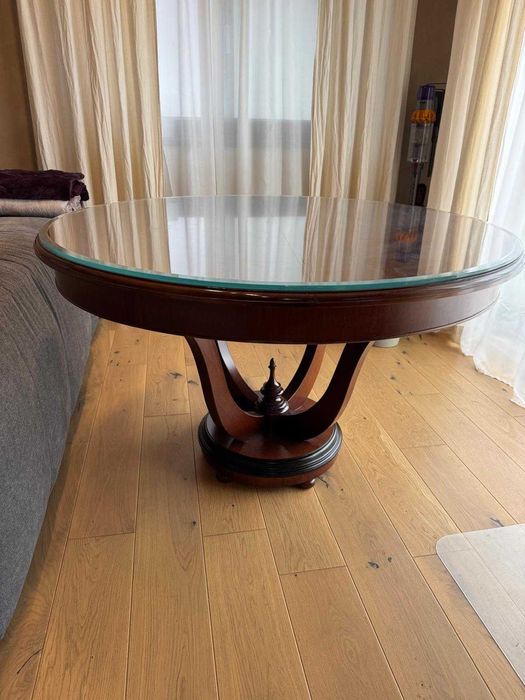 Set mobilier clasic lemn masiv:  masă + bufet + 6 scaune + cărucior