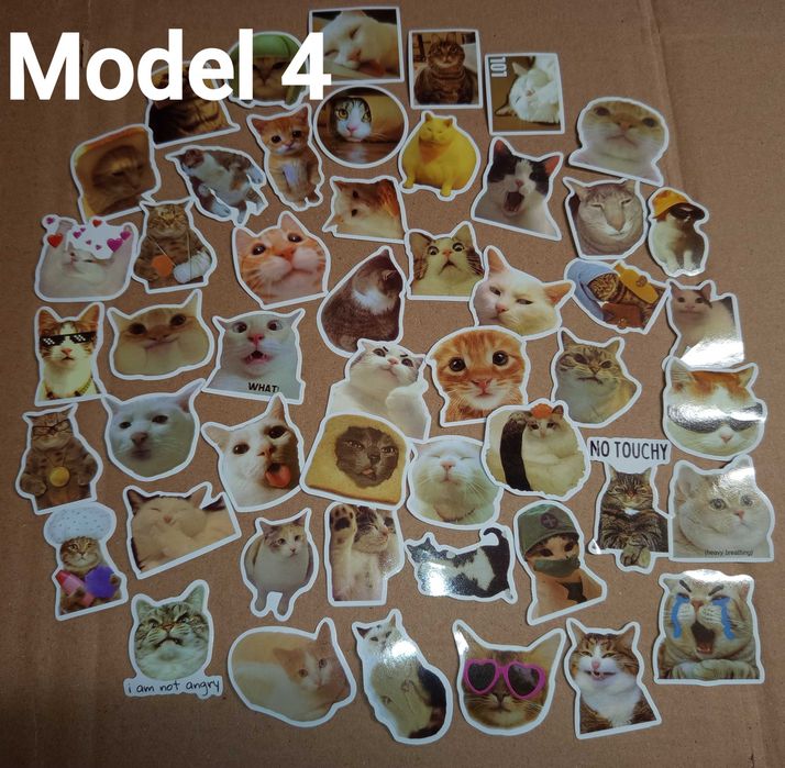 Set 50 stickere abtibilduri Funny Cute Cat meme Sunt noi
