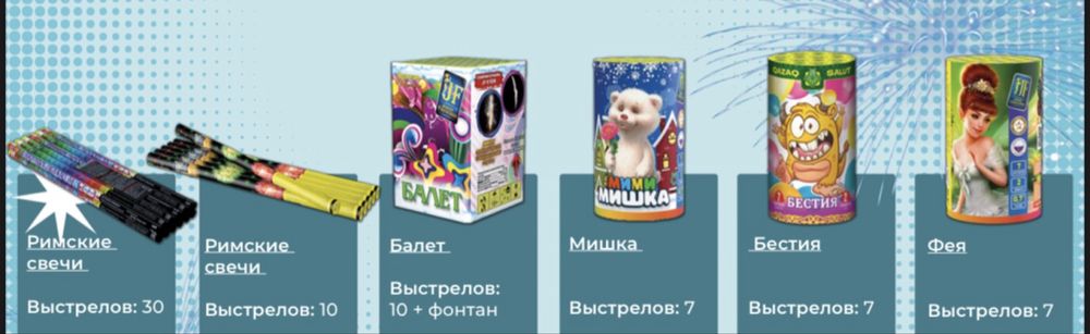 Фейерверки, Салюты пиротехника