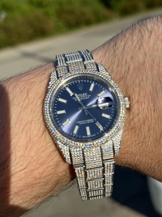 ceas rolex datejust pave 41,mm blue dial
