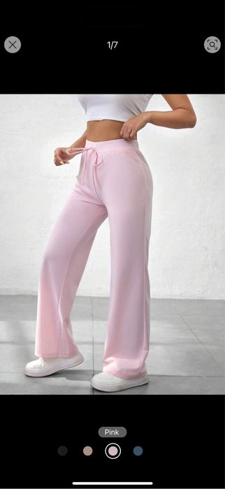 Розов спортен панталон с широки крачоли