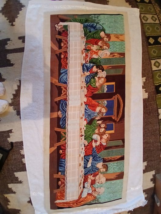 Goblen de colecție „Cina cea de Taină” - Original Rogoblen, 43x118 cm, lucrat IMPECABIL fără noduri