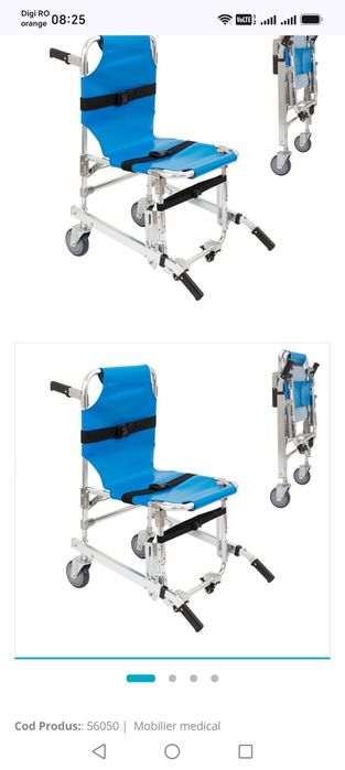 Scaun Pliabil Tip Targă Medicală pt transport pe Scări. Aluminiu