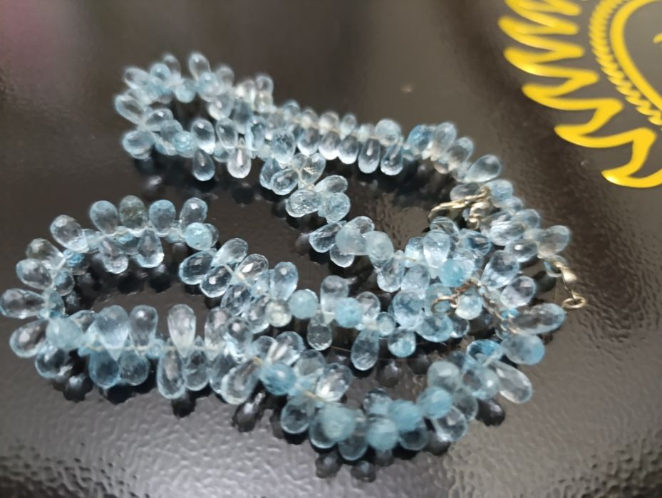 Украшение Голубой Топаз. Каждый камень огранка ручная