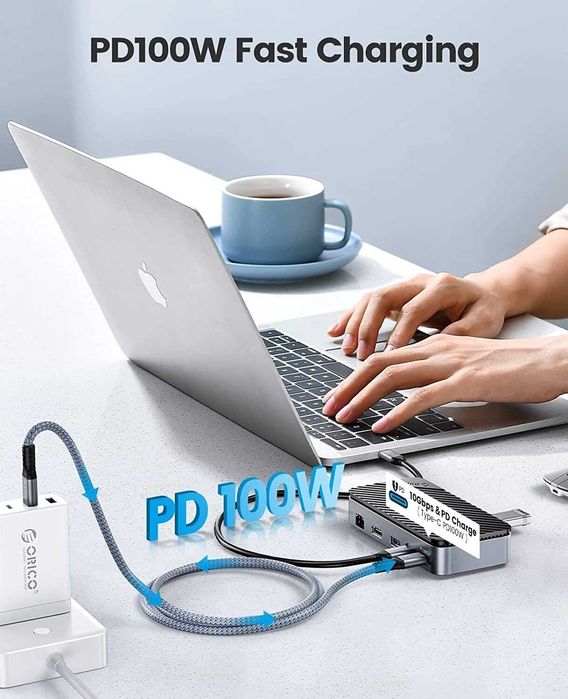 Док-станция ORICO USB-C M.2 NVMe/NGFF SSD-накопитель и 4K HDMI RJ45