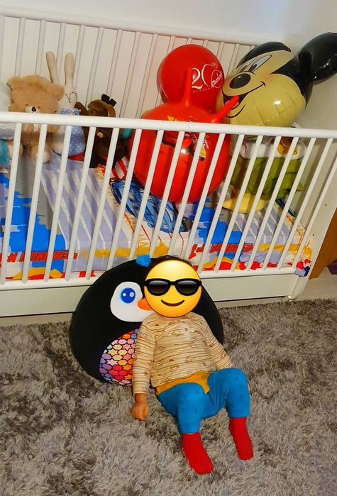 Pătuț din lemn cu sertar și sistem de legănare + Saltea 12 cm