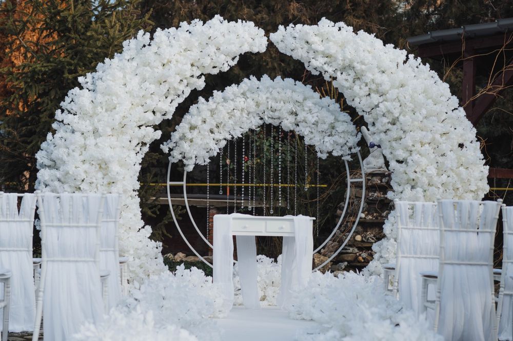 Aranjamente decor cununie nunta stalpisori panou foto