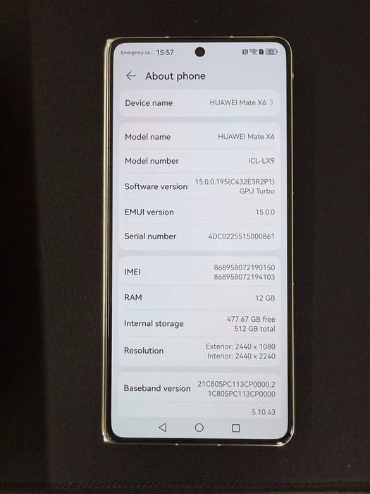 Telefon Huawei Mate X6, Dual SIM, 12GB RAM, 512GB, Red