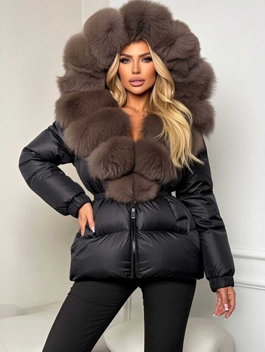 Дамско зимно яке с естествен пух - Лукс