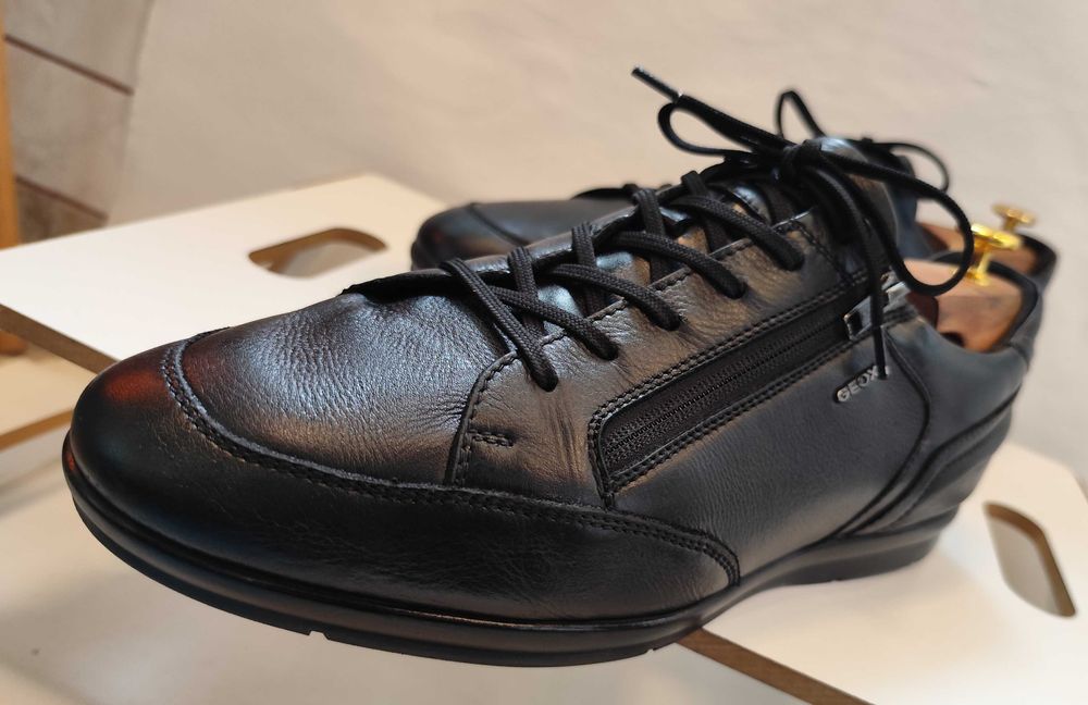 Pamtofi casual 44 premium GEOX piele naturala moale negru