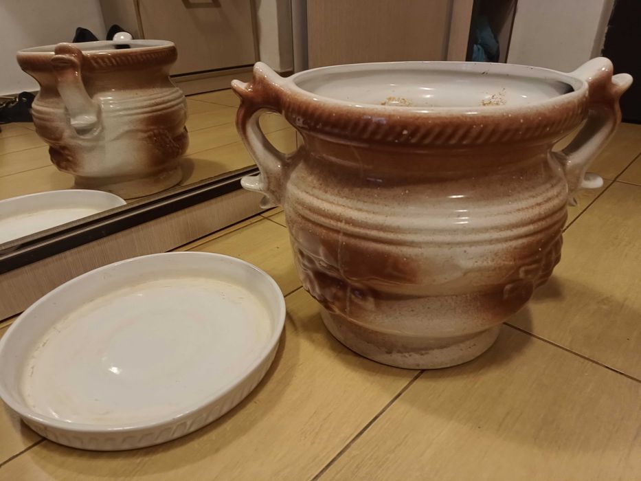 Superb vas/oală ceramică glazurată f mare, h 35 cm înălțime si 30 diam