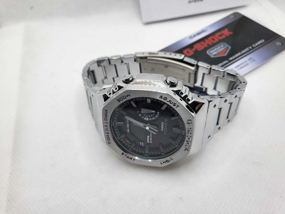 Ceas Sport Barbati Casio g shock Full METAL Silver black GM B2100D Nou, Garantie 2 ani