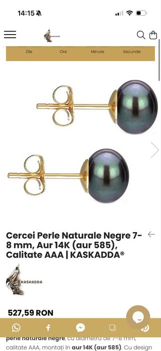 Cercei aur 14 K cu perle naturale de cultura