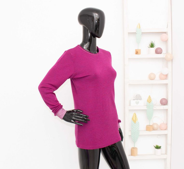 Sofa дамска мерино блуза лилава/сребро термо бельо мериносна вълна L