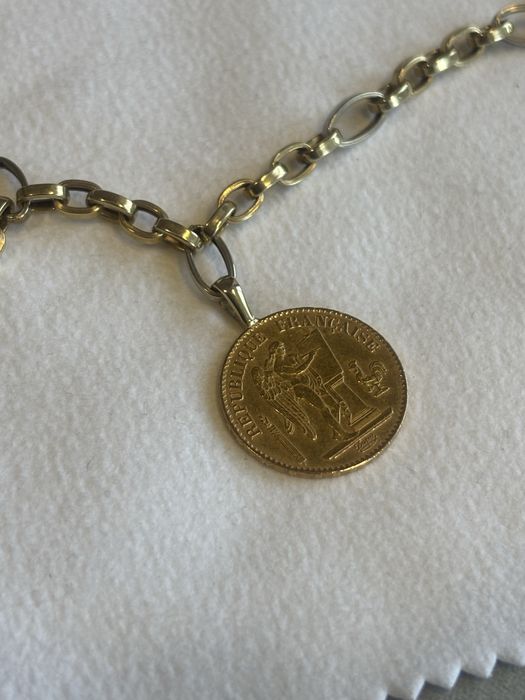 Златен ланец 14к с монета висок карат 21.65к