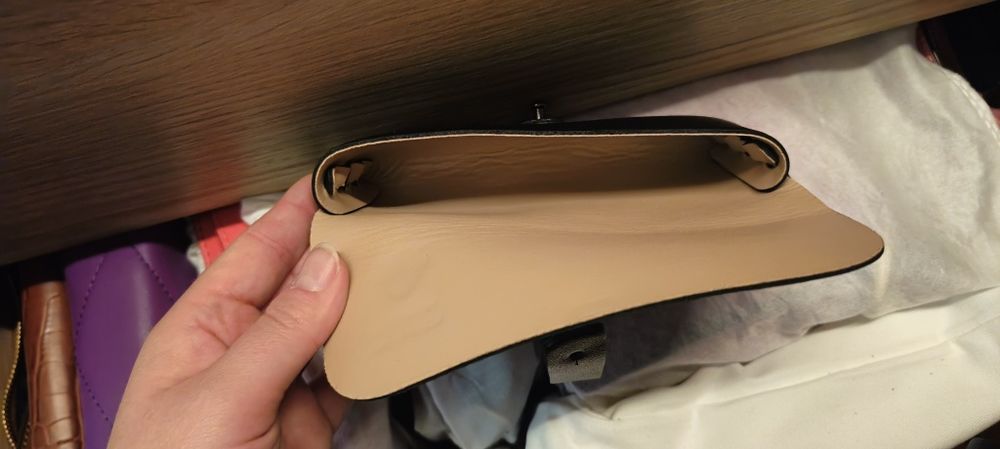 Portofel Fossil  & toc ochelari piele negru/taupe